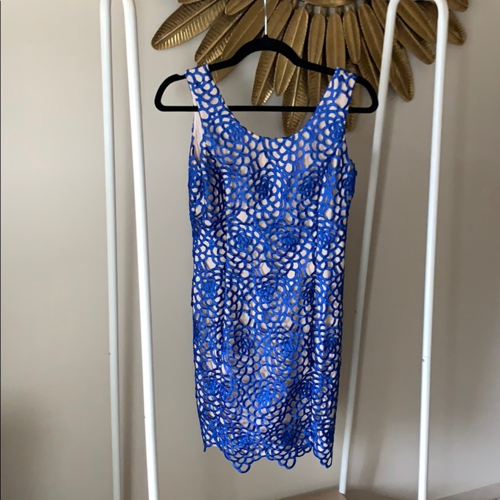 Gorgeous royal blue crotchet flower dress
